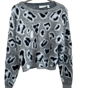 Leopard Print Gray Sweater
